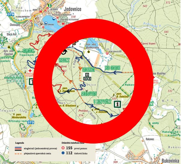 Trail-closure of all trails in Jedovnice on Tuesday, Oct. 16